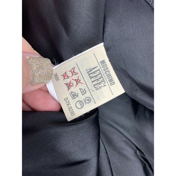 Vintage Cheap and Chic MOSCHINO Suit 10 Charcoal Gray Pants Blazer Jacket 90s - Picture 10 of 12